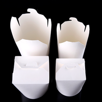 Boîte à pâtes ronde à fond rond en papier pour frites, avec couvercle pliable, imprimée sur mesure, biodégradable