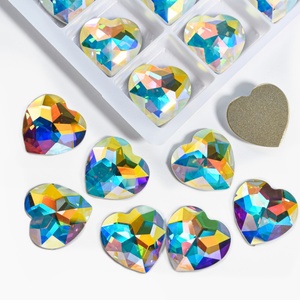 OLeeya Glass Beads Flatback Rhinestones AB Color Heart Shapes Glass Cristales for Handcrafted Jewelry Making Garment Accessories - Product Image 4