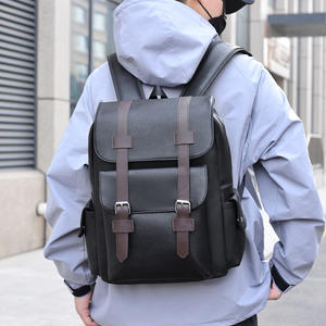 Unisex Fashionable Geometric Trendy Retro Business <b>Computer</b> <b>Backpack</b> Large Capacity Waterproof PU Leather Polyester Lining - Product Image 4