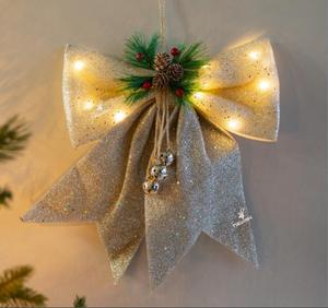 2025 arbre de noël haut décoration nouvel an fête décor à la maison paillettes nœud papillon pendentif noël <span class=keywords><strong>ruban</strong></span> arcs nouvel an cadeau - Product Image 2