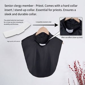 Cuello Falso de Camisa con Pedrería para Mujer, Estilo Romano, para Clero, con Piedras Naturales - Product Image 1