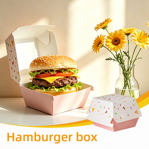Cajas de Cartón Desechables de Alta Calidad para Envasado de Alimentos, Diseño Personalizado Tipo Concha, Caja Cuadrada para Hamburguesas para Llevar - Product Image 2