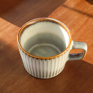 Mug en céramique rayé, porcelaine résistante à la chaleur, style nordique, tasse à café pour usage quotidien et cadeaux - Product Image 3