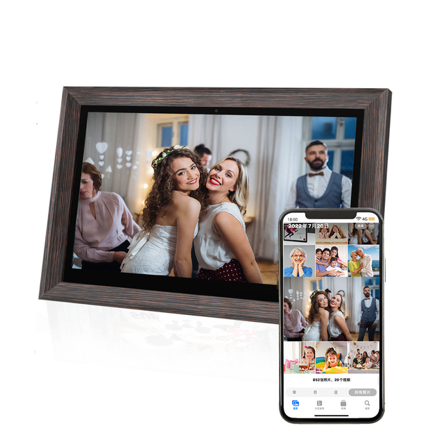 15.6 Inch Android Smart Frameo Large Wifi Digital Photo Frame with Wooden