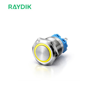 Interrupteur à bouton-poussoir momentané étanche jaune avec LED en option, 16mm, 19mm, 22mm, 25mm, pour boîtier de commande et machine CNC