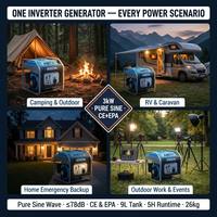 Generador Inverter de Gasolina de Onda Sinusoidal Pura de 3kW y 4 Tiempos, 211cc OHV, 78dB, 9L, 5H, CE, EPA, Arranque por Retroceso, 230V, para Hogar, Camping, RV, Exteriores