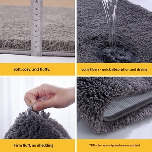 Tapis de <span class=keywords><strong>sol</strong></span> de salle de bain extra épais en polyester tufté, antidérapant, absorbant, couleur unie, très moelleux - Product Image 6