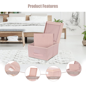 Articles ménagers bacs de rangement pliables avec couvercles boîte de rangement empilable avec poignées imprimé paniers à jouets pliants pour jouets vêtements - Product Image 3