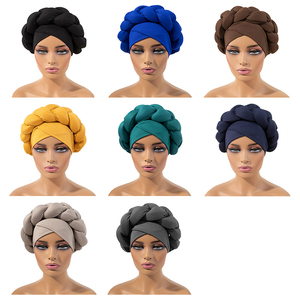 Couvre-chef africain à grosses tresses Chapeau Turbans pour dames-Tam-O '-Shanter-Toque en éponge de couleur unie - Product Image 4