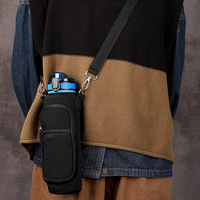 Housse de manchon de bouteille d'eau en néoprène étanche avec support de téléphone poche bouteille tasse pochette sac manchon emballage épaule transporteur