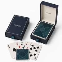 Jeu de cartes à jouer personnalisées noires recyclables, jeu de poker promotionnel, emballage en boîte à rabat laminée mate, jeu de cartes pour hôtel, conférence