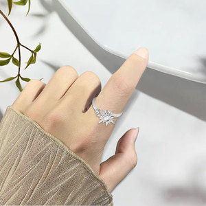 Changda Women 925 Sterling <strong>Silver</strong> Unique Clover Rotating Adjustable Anti Anxiety Fidget <strong>Spinner</strong> Spinning <strong>Spinner</strong> <strong>Ring</strong> - Product Image 3