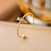 Bague en Acier Inoxydable 18 carats avec Zircon Coloré Vintage pour Femme, Réglable, Bijou Haut de Gamme, Luxe Léger, Vente en Gros