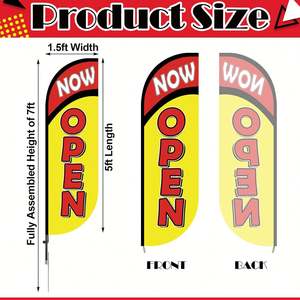 Bandera de Plumas Personalizada con Diseño Abierto para Publicidad Comercial, Pancarta Roja/Amarilla Impermeable, Ideal para Eventos de Inauguración - Product Image 2