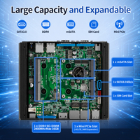 Mini PC industrial sin ventilador CWWK C8 J4125, 2 x Gigabit LAN, doble RS232/RS485 COM, mPCIe, SATA, 6 USB, miniordenador microembebido.