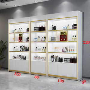 Sang Trọng Bằng Gỗ Tường Miễn Phí Thường Vụ Vẻ Đẹp Trang Điểm Đứng Mỹ Phẩm Hiển Thị Đứng Với Đèn LED - Product Image 4