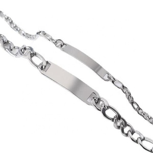 Nebiwu — Bracelet Figaro en acier inoxydable, chaîne à maillons, personnalisé, votre taille, barre d'identité vierge, gravure au Laser, DIY, vente en gros - Product Image 1