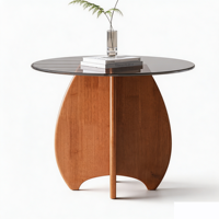 Table basse moderne en bois massif de style italien et nordique avec pieds en verre, meubles pour la maison et l'hôtel