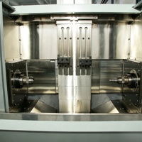 Tour CNC à double broche et double outillage YH4646 à haute efficacité pour l'usinage double face des pièces automobiles et de quincaillerie