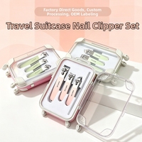 En gros, Trousse de manucure et pédicure en acier au carbone, comprenant coupe-ongles et accessoires de soin des ongles, format mini valise de voyage