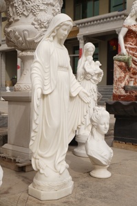 Vente en gros à prix réduit, statue de la Vierge Marie en marbre blanc naturel, statue religieuse en pierre catholique, statue de la Sainte Mère, statue de la Sainte Marie, statue de la Sainte Grâce - Product Image 3