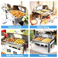 Plats de service en acier inoxydable à couvercle roulant 9 L, réchauds de buffet pour traiteur