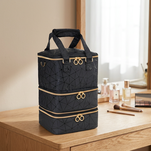 Free Sample Vintage Aluminum Zipper Nail Polish Artist Carrying Case Three Layer Nail Full Set Storage Organizer Large Capacity - Product Image 3