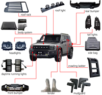 Jetour T2 Traveler Nouveaux phares LED Accessoires automobiles Pare-chocs Roues Feux arrière Ensemble moteur Portes Pièces de rechange automobiles