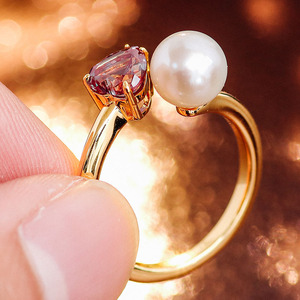 Véritable bague en or massif 10k 14k 18k bague en perles d'eau de mer bague de couple assortie au quotidien bague en pierres précieuses de laboratoire pour ma petite amie - Product Image 3