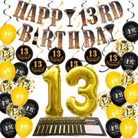 Decoración para Cumpleaños Número 16, Artículos para Fiesta de 21 Años, Dorado y Negro, Feliz Cumpleaños 16, 18, 21, 30, 40, 50, 60, 70, Pancarta, Globos