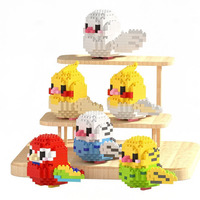 Set de Bloques de Construcción de Micropartículas de Aves de Dibujos Animados (Periquito, Cacatúa, Loro, Ara) - Pequeño Modelo de Rompecabezas Educativo de Plástico para Niños