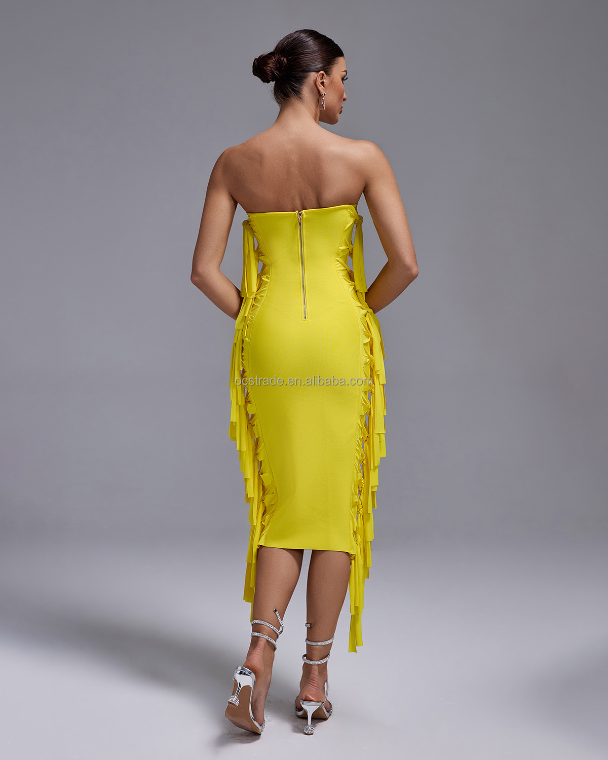 yellow bandage dress backless Penelope Backless Satin Gown  SAU LEE