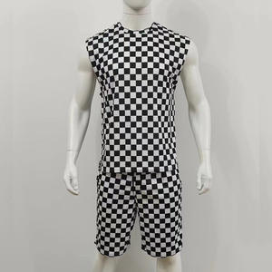 <span class=keywords><strong>S</strong></span>-6XL all'ingrosso 2025 moda estiva nuovi pantaloncini da canotta Casual a scacchi completi pantaloncini da sudore da uomo Set 2 pezzi - Product Image 3