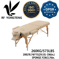 Table de massage pliable kaki 2 sections en bois, lit de beauté 200x75cm avec éponge de 7CM et trou pour le visage, idéal pour spa, salon et extension de cils
