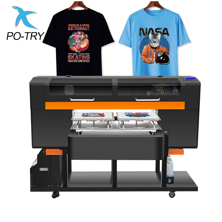 PO-TRY Hoge Kwaliteit Industriële T-Shirt Digitale Drukmachine Dubbele Station Dtg Printers Te Koop