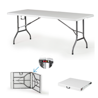 Table en plastique portable de haute qualité blanche de 180cm pliable en deux avec serrure pour fête en plein air