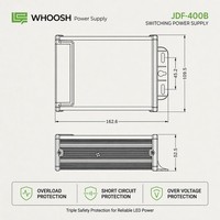 Transformateur LED économique JDF-400B-12 pour extérieur, IP62, 400W, AC/DC, pour enseignes, alimentation étanche 200-400V 24V