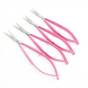 Eye Brow Professional Micro Scissors 4.5" Straight Baby pink Color Spring Action extra sharp Blade Customize color - Product Image 2