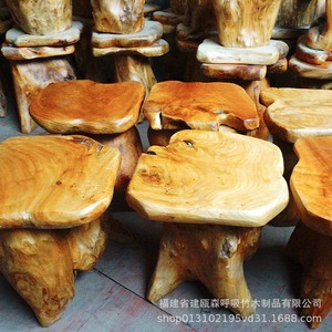 Handmade Log Root Carving <b>Stool</b> Tree Stump Coffee <b>Table</b> Tea <b>Table</b> <b>With</b> <b>Stool</b> Natural Wood Color Irregular Body Structure Home - Product Image 2