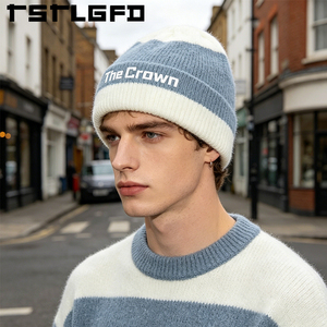 Gorros de Punto Personalizados con Logotipo, Gorro de Invierno a Rayas de Dos Tonos, Tejido Suave, con Borde Reforzado, Venta al Por Mayor, Fabricante - Product Image 3