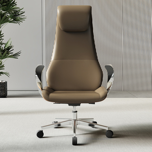 Fauteuil de Direction de Bureau Moderne de Luxe, Confortable, en Cuir Véritable Marron, avec Accents de Style Contemporain - Product Image 2