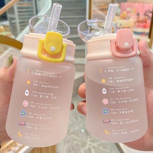 Cute Water Bottle For Girls With Straw 500Ml Portable Mug Cherry Blossom Pink Grapefruit Pink Back To School Kids Drinkware - Product Image 3