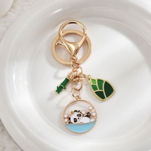 Porte-clés Panda Style Chinois - Breloque Mignonne en Bambou et Alliage Métallique, Pendentif de Sac d'Inspiration Asiatique, Accessoire Cadeau en Gros - Product Image 3