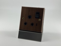 Enchufe Multifunción Retro de Madera de Nogal con Interruptor, Enchufe Eléctrico de Madera Antiguo para Uso Doméstico