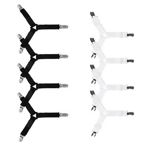 Lot de 4 attaches de draps en métal - Sangles élastiques réglables pour maintenir la literie en place - Product Image 1