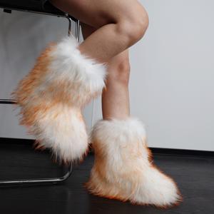 Mode hivernale <span class=keywords><strong>Bottes</strong></span> en fourrure à bout rond pour femmes <span class=keywords><strong>Bottes</strong></span> de neige de qualité supérieure <span class=keywords><strong>Bottes</strong></span> courtes en fausse fourrure de Mongolie <span class=keywords><strong>Bottes</strong></span> confortables - Product Image 4