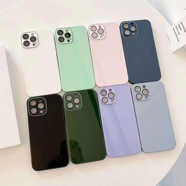 Phone Case for iPhone 15 14 13 12 Mini 11 Pro XS Max SE 2020 XR X 8 7 6 Plus Soft Silicone Frame Toughened Glass Back Cover