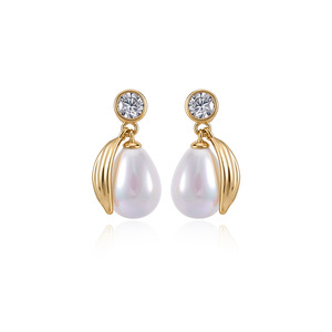Dinle Teardrop Pearl Diamond Stud <b>Earrings</b> S925 Silver Drop <b>Earrings</b> Everyday Wear Women Fashion Jewelry - Product Image 3