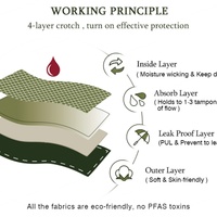 Culotte menstruelle réutilisable Lynmiss en bambou, 4 couches absorbantes, personnalisable, pour femmes, pour les nuits, pour les règles, certifiée BSCI/OEKO-TEX