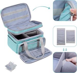 Sac de rangement pour couture portable à double couche résistant à l'eau, pochettes détachables, fermeture éclair robuste, durable - Product Image 3